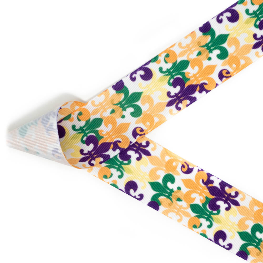 Fleur de Lis Solid Satin Ribbon for Bows Gift Wrapping - 3 Yards